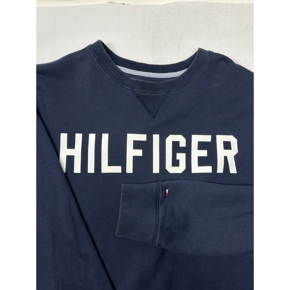 Tommy Hilfiger Mens Sweatshirt Crew Neck Blue Pullover - Picture 1 of 6